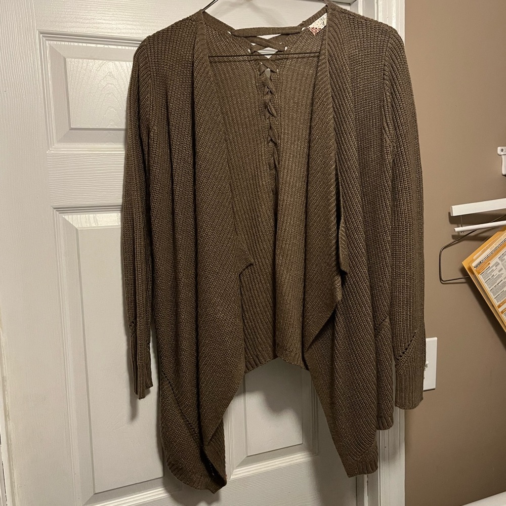 Light Brown Cardigan with Criss-cross Back size M